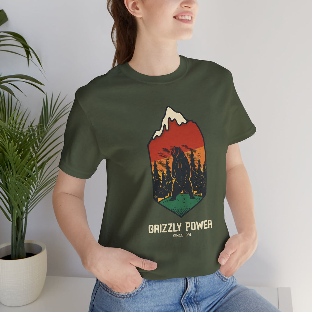 Grizzly Power Nature Graphic Tee, Unisex Wilderness T-Shirt