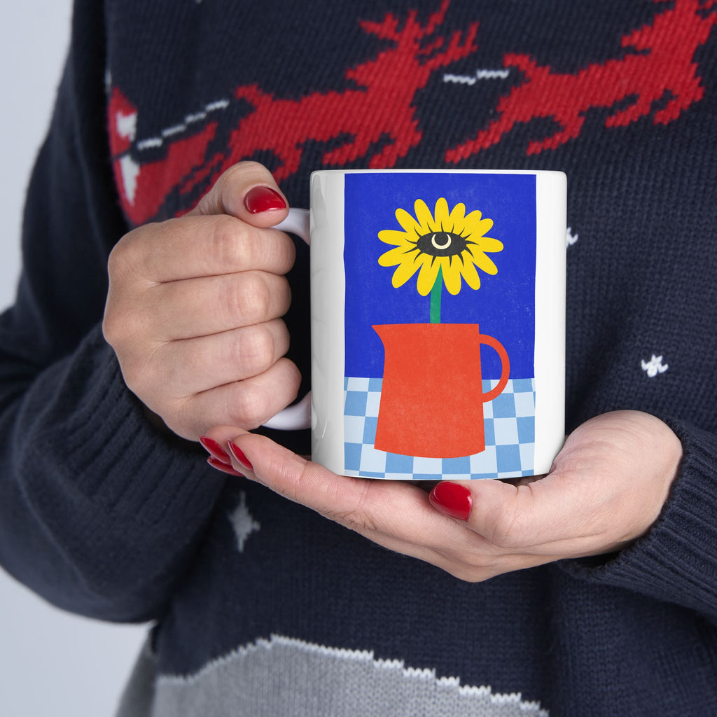 Cheerful Ceramic Mug With Floral Design