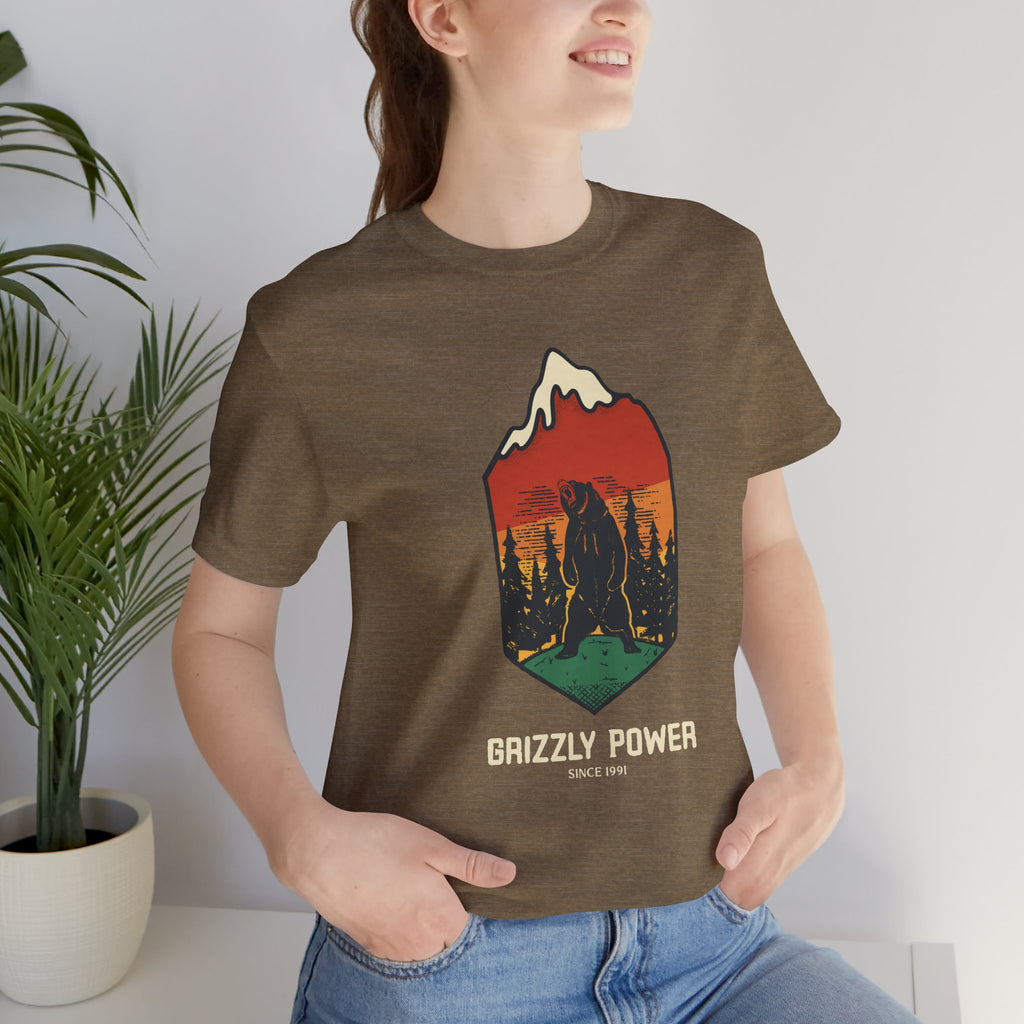 Grizzly Power Nature Graphic Tee, Unisex Wilderness T-Shirt
