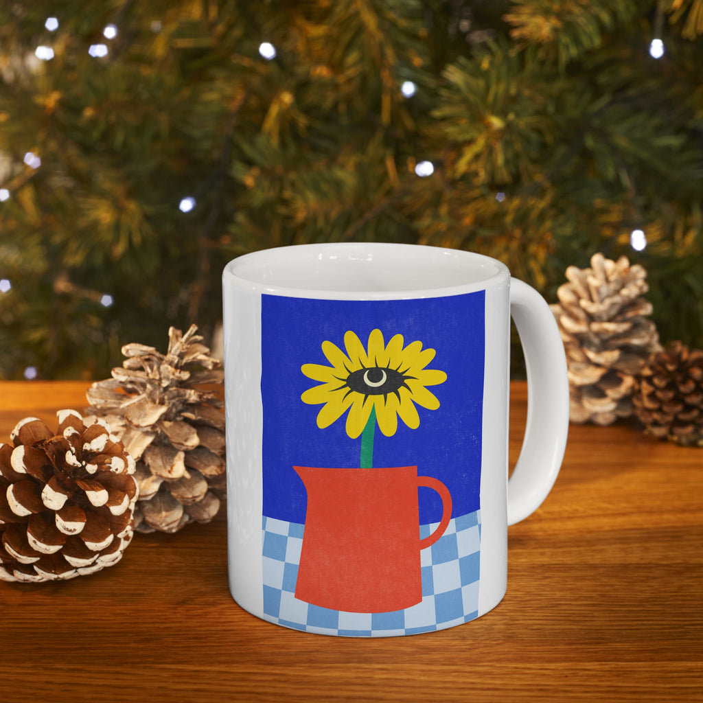 Cheerful Ceramic Mug With Floral Design