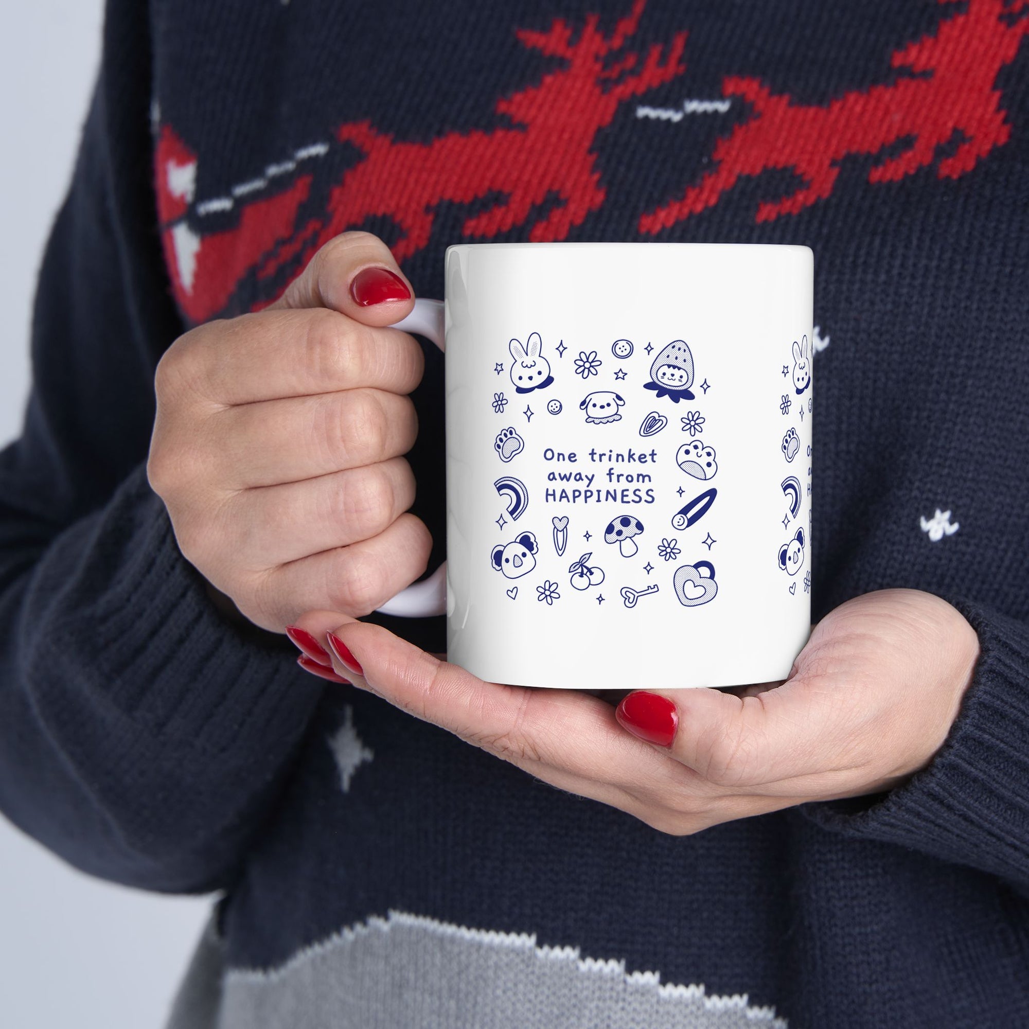 Cute Ceramic Mug - One Trinket Away from Happiness