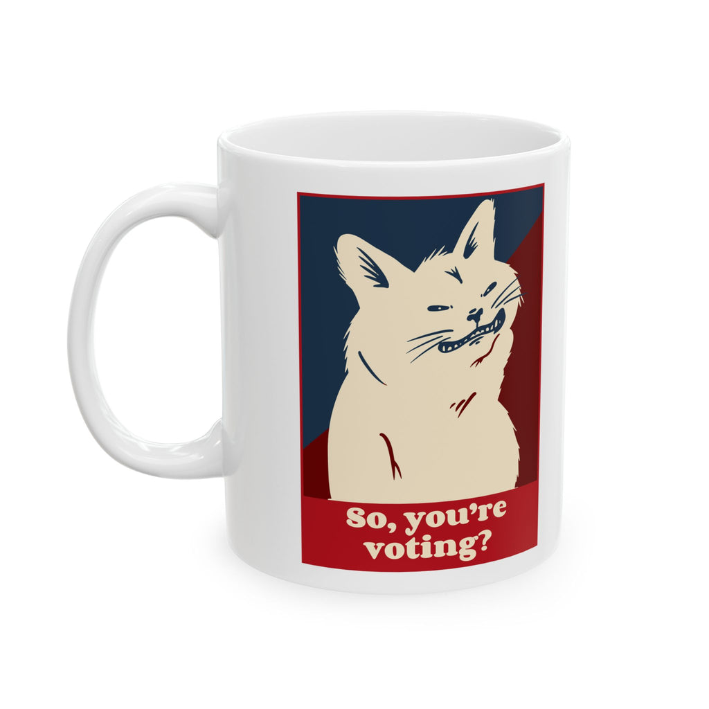 Cute Cat Ceramic Mug, Fun Cat Lover Gift