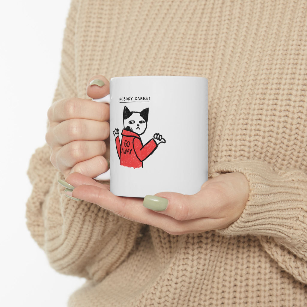 Whimsical Cat Ceramic Mug, Cute Coffee Cup
