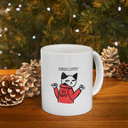 Whimsical Cat Ceramic Mug, Cute Coffee Cup