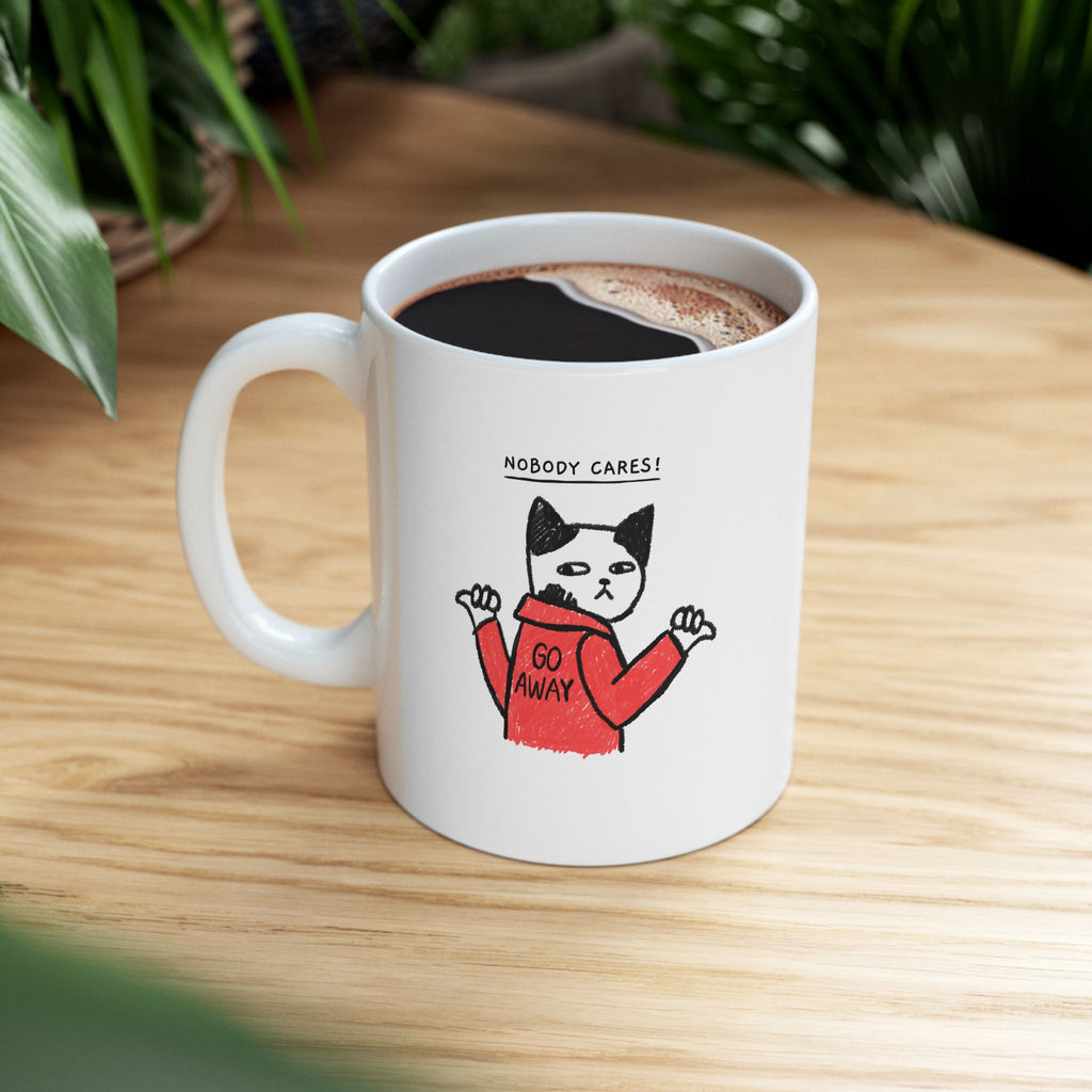 Whimsical Cat Ceramic Mug, Cute Coffee Cup