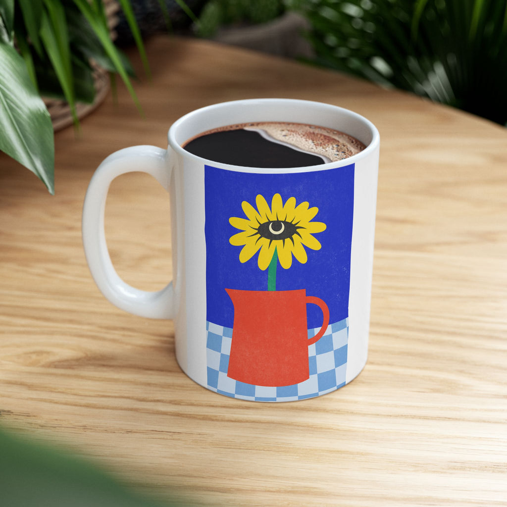 Cheerful Ceramic Mug With Floral Design